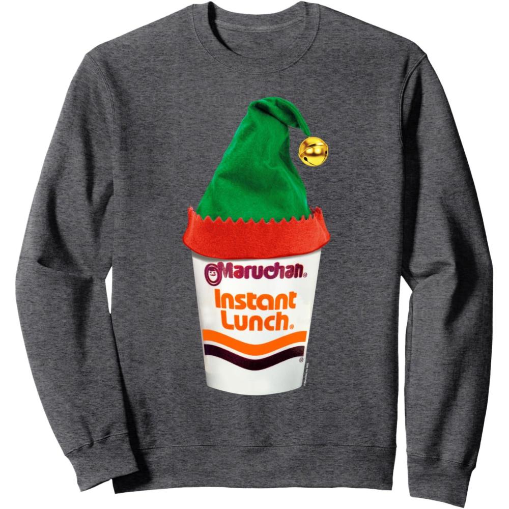 image:imageMaruchan Ramen Cup Christmas Elf Hat SweatshirtDark Heather Grey