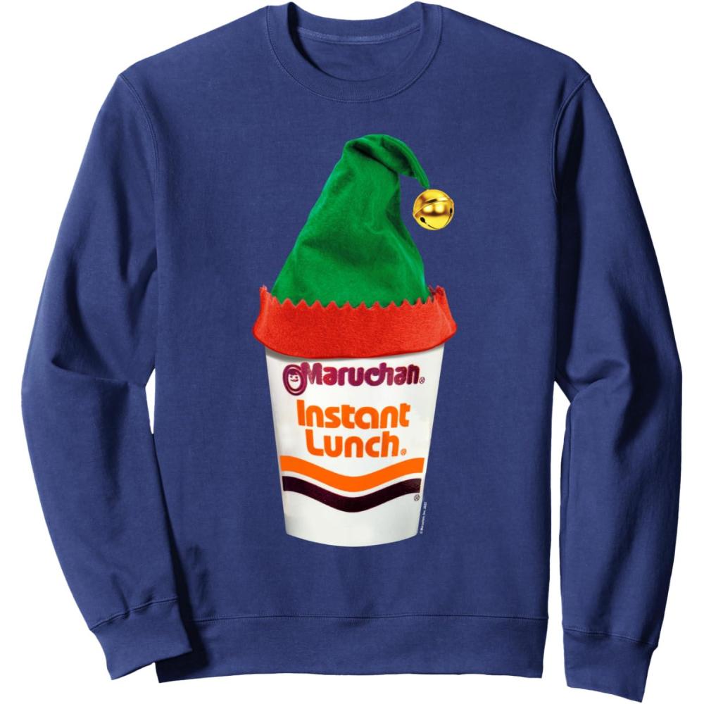 image:imageMaruchan Ramen Cup Christmas Elf Hat SweatshirtNavy Blue