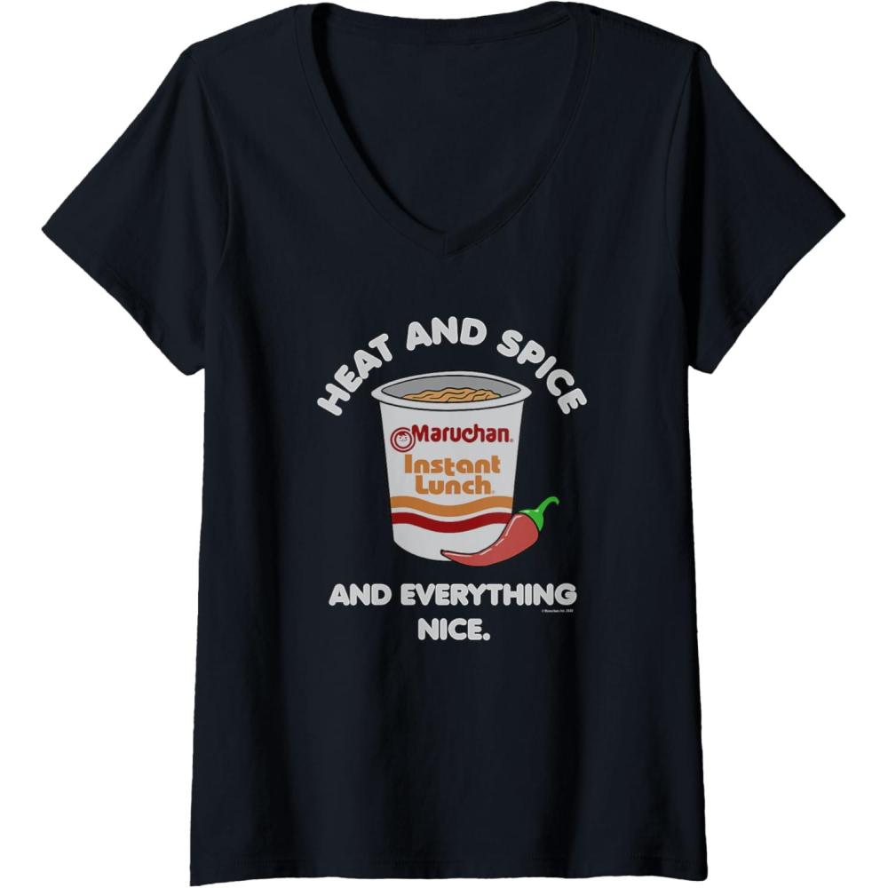 image:imageMaruchan Ramen Cup Heat And Spice Food Quote VNeck TShirtBlack
