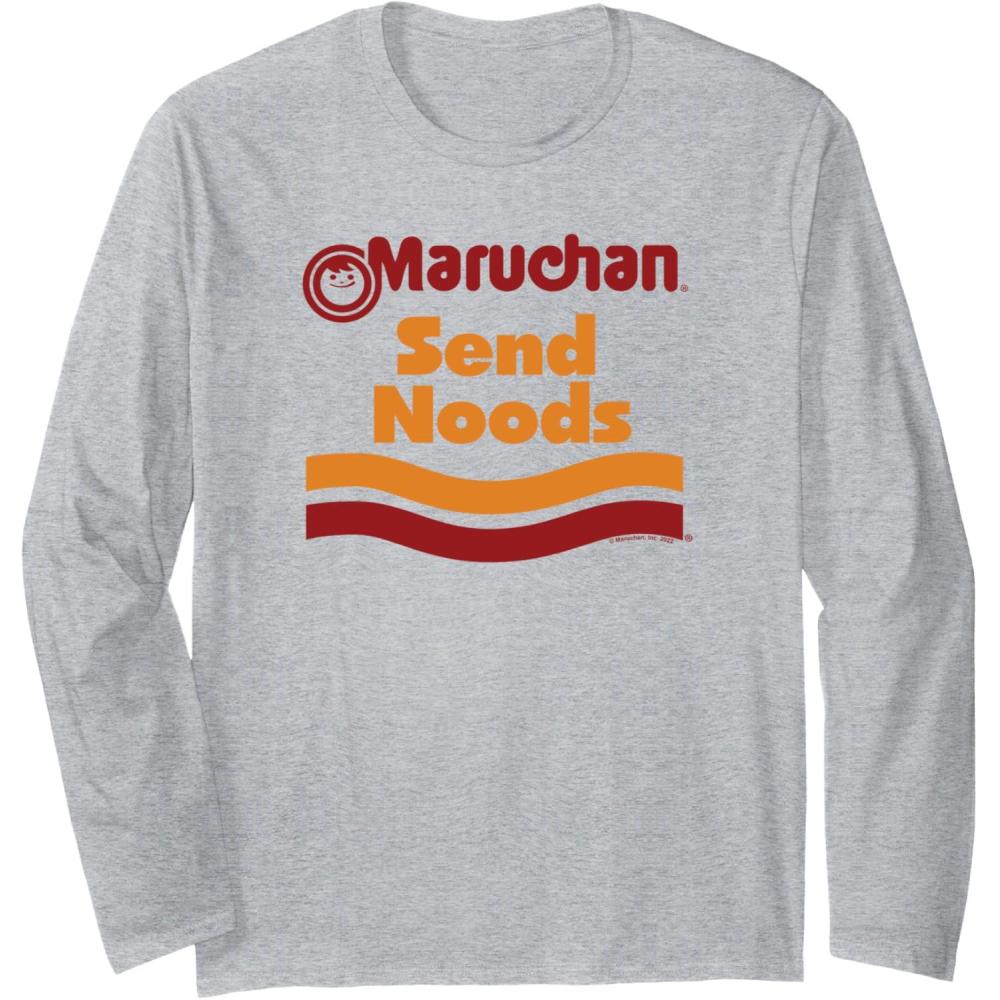 image:imageMaruchan Ramen Cup Send Noods Logo Long Sleeve TShirtHeather Grey