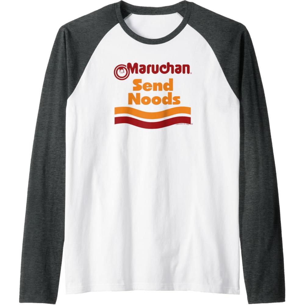 image:imageMaruchan Ramen Cup Send Noods Logo Raglan Baseball TeeDark Heather GreyWhite