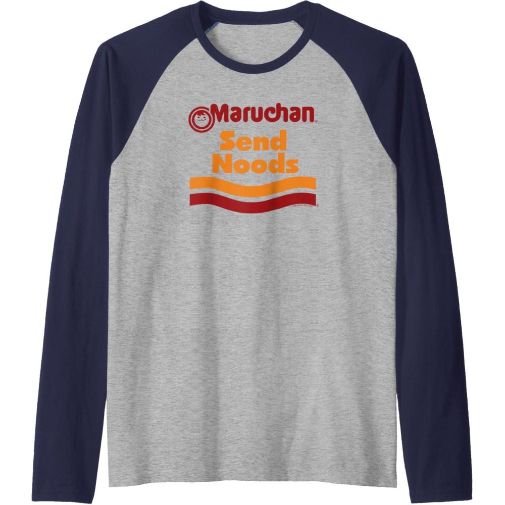 image:imageMaruchan Ramen Cup Send Noods Logo Raglan Baseball TeeNavy BlueAthletic Heather