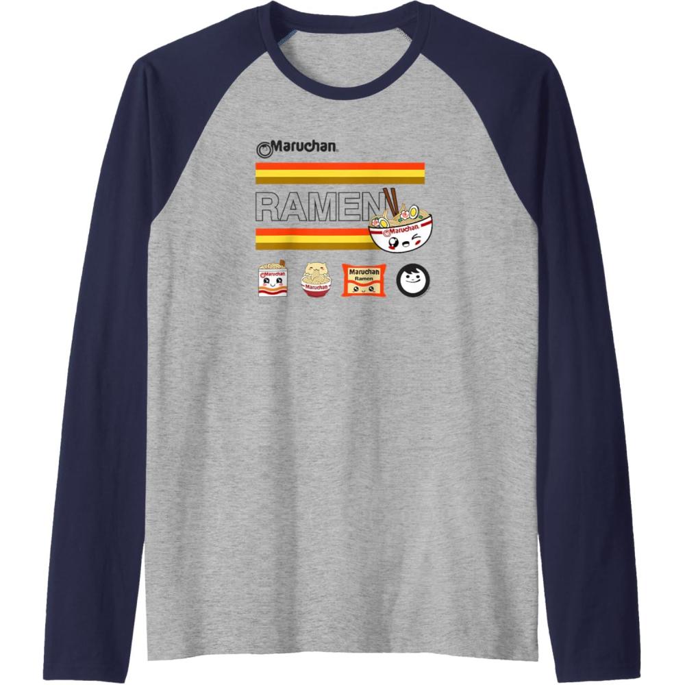 image:imageMaruchan Ramen Cute Anime Faces Logo Raglan Baseball TeeNavy BlueAthletic Heather