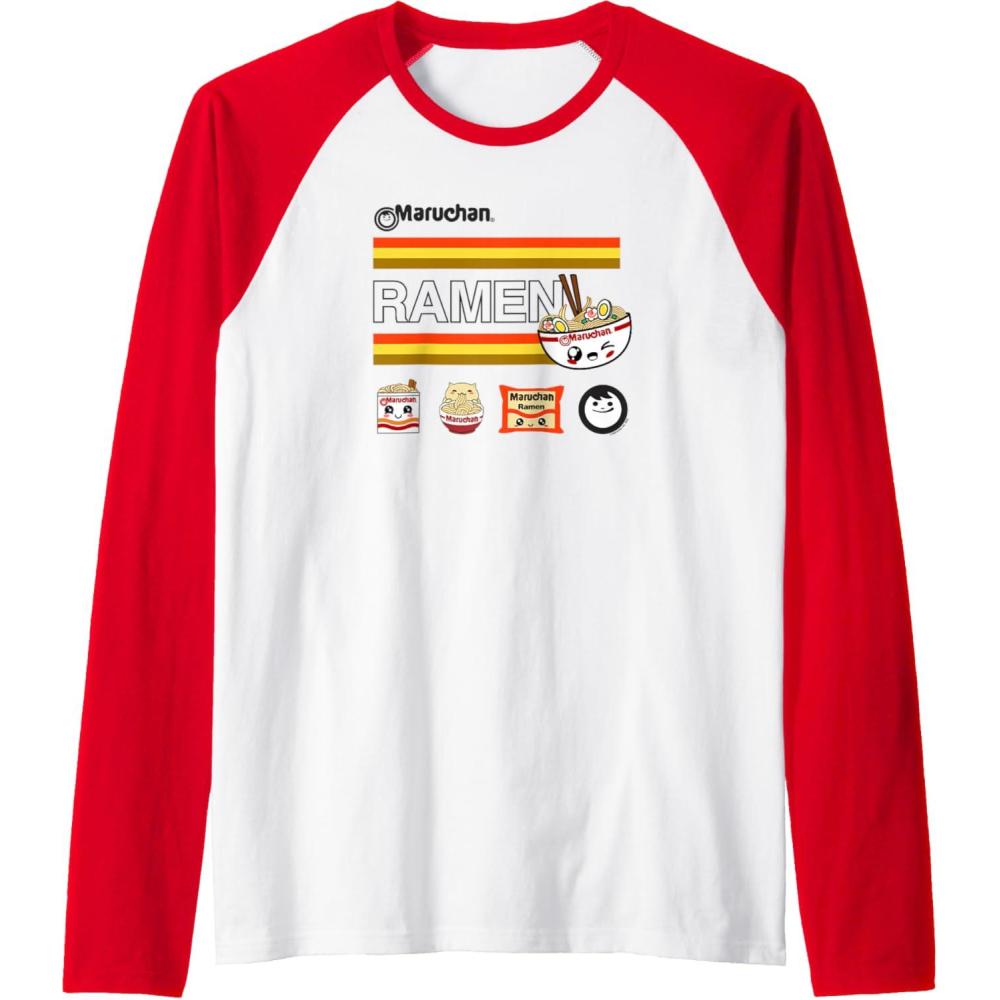 image:imageMaruchan Ramen Cute Anime Faces Logo Raglan Baseball TeeRedWhite