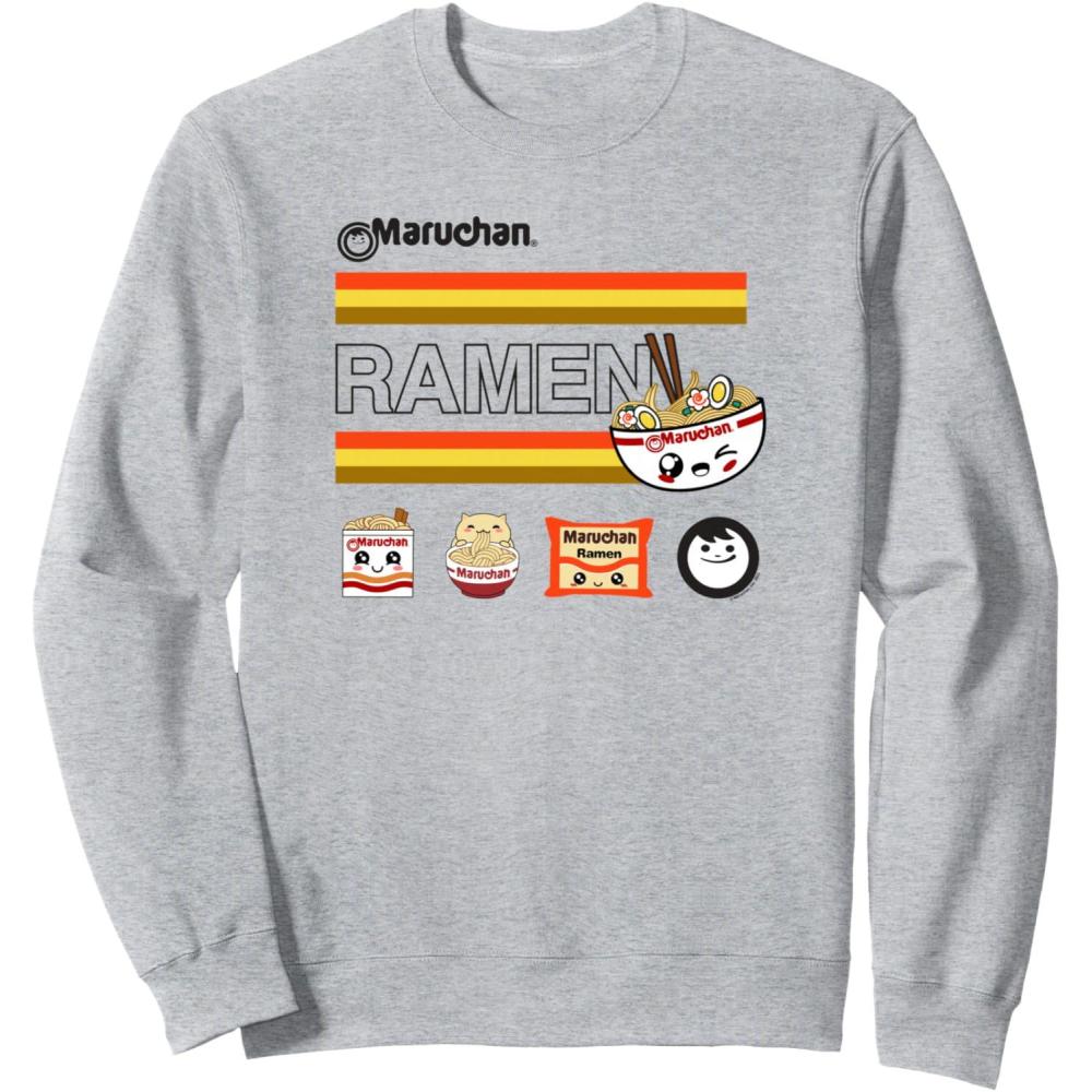 image:imageMaruchan Ramen Cute Anime Faces Logo SweatshirtHeather Grey