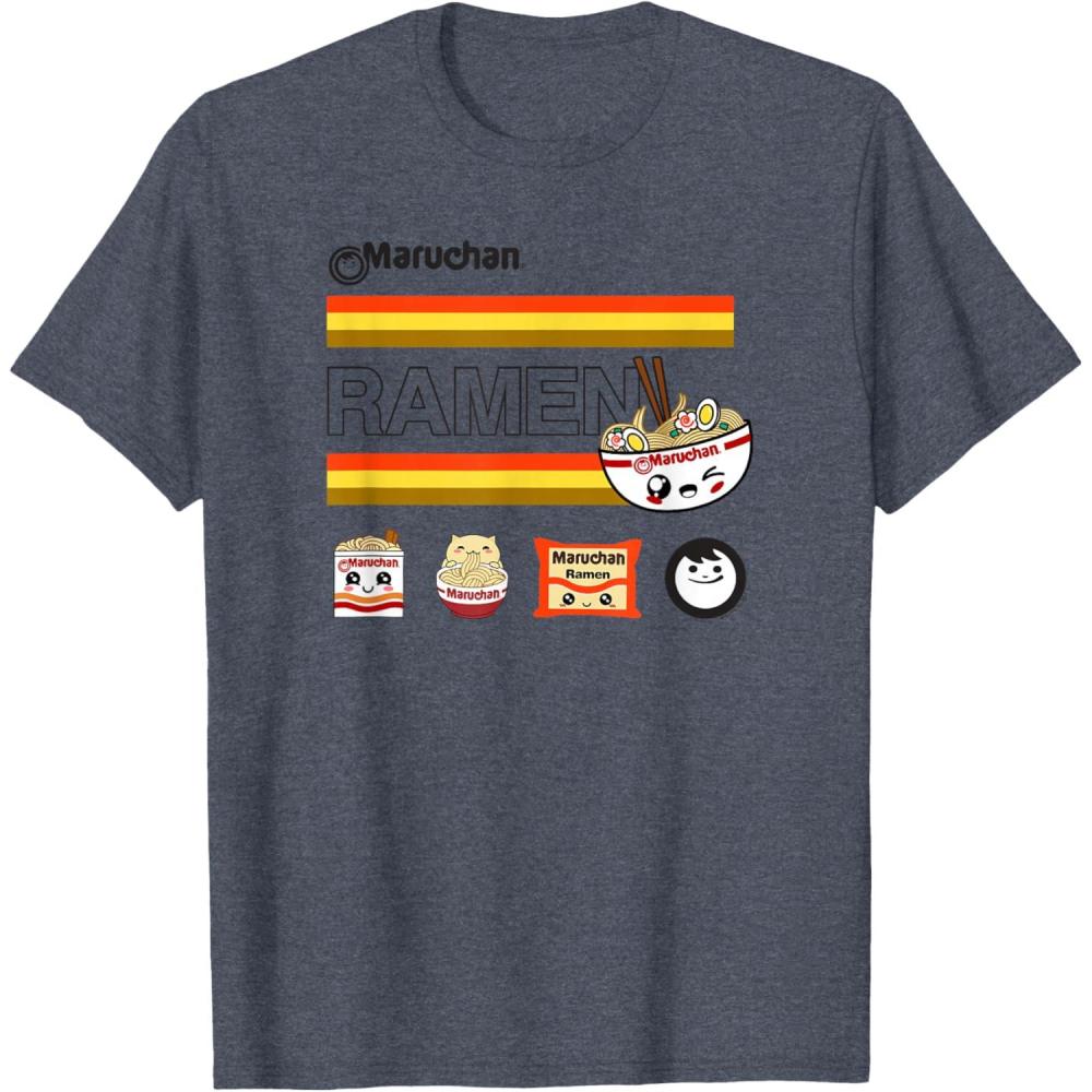 image:imageMaruchan Ramen Cute Anime Faces Logo TShirtHeather Blue
