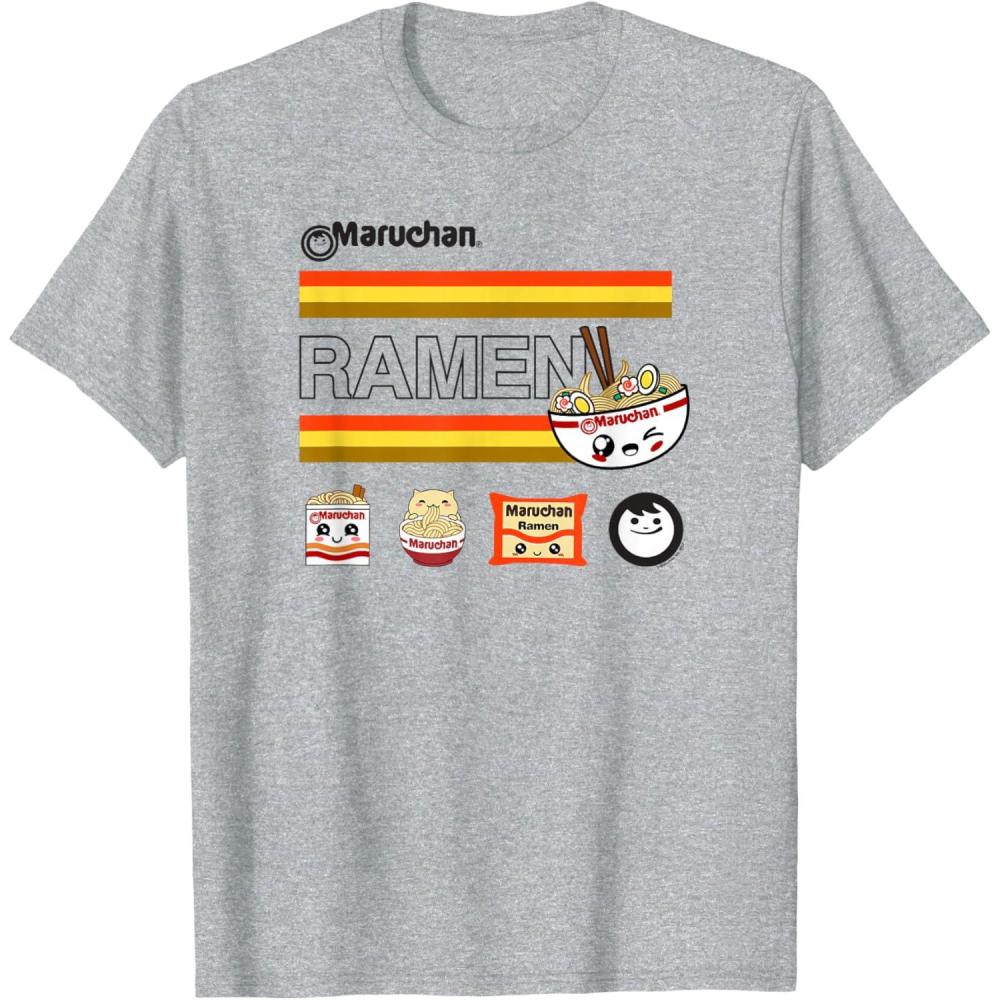 image:imageMaruchan Ramen Cute Anime Faces Logo TShirtHeather Grey