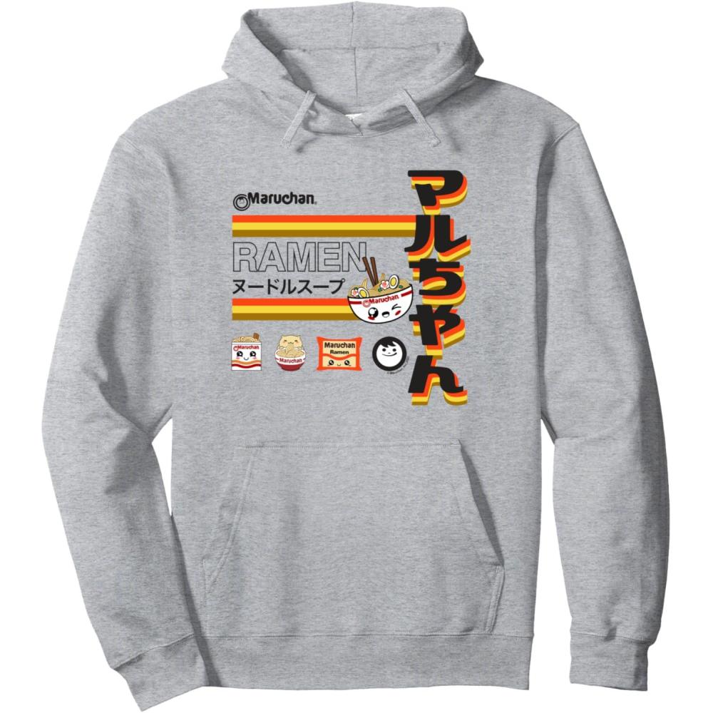 image:imageMaruchan Ramen Cute Anime Faces Poster Pullover HoodieHeather Grey