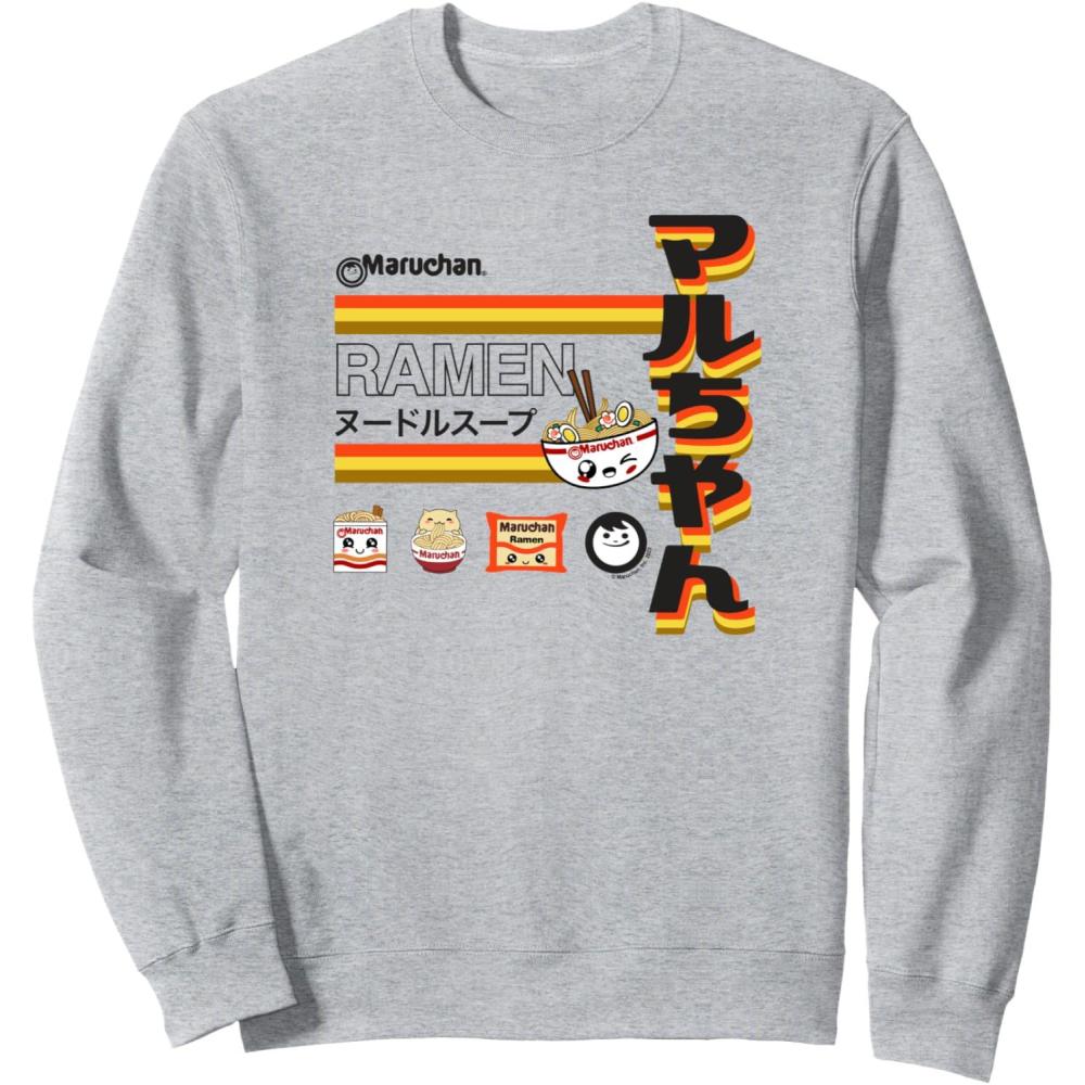image:imageMaruchan Ramen Cute Anime Faces Poster SweatshirtHeather Grey
