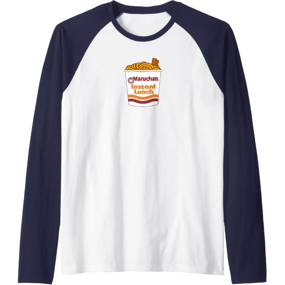 image:imageMaruchan Ramen Noodle Cup With Chop Sticks Raglan Baseball TeeNavy BlueWhite