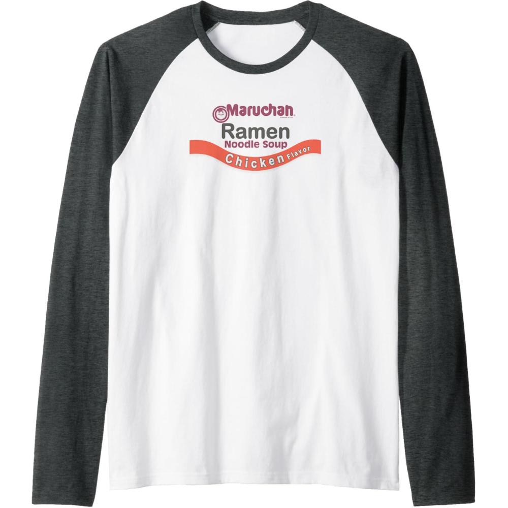image:imageMaruchan Ramen Noodle Soup Chicken Flavor Logo Raglan Baseball TeeDark Heather GreyWhite