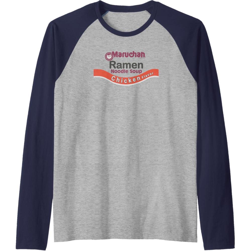 image:imageMaruchan Ramen Noodle Soup Chicken Flavor Logo Raglan Baseball TeeNavy BlueAthletic Heather