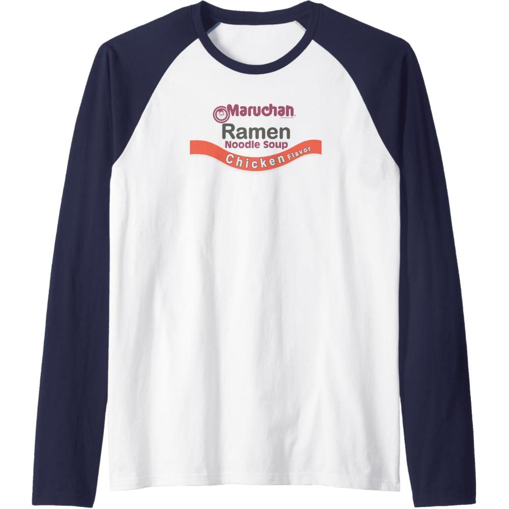 image:imageMaruchan Ramen Noodle Soup Chicken Flavor Logo Raglan Baseball TeeNavy BlueWhite