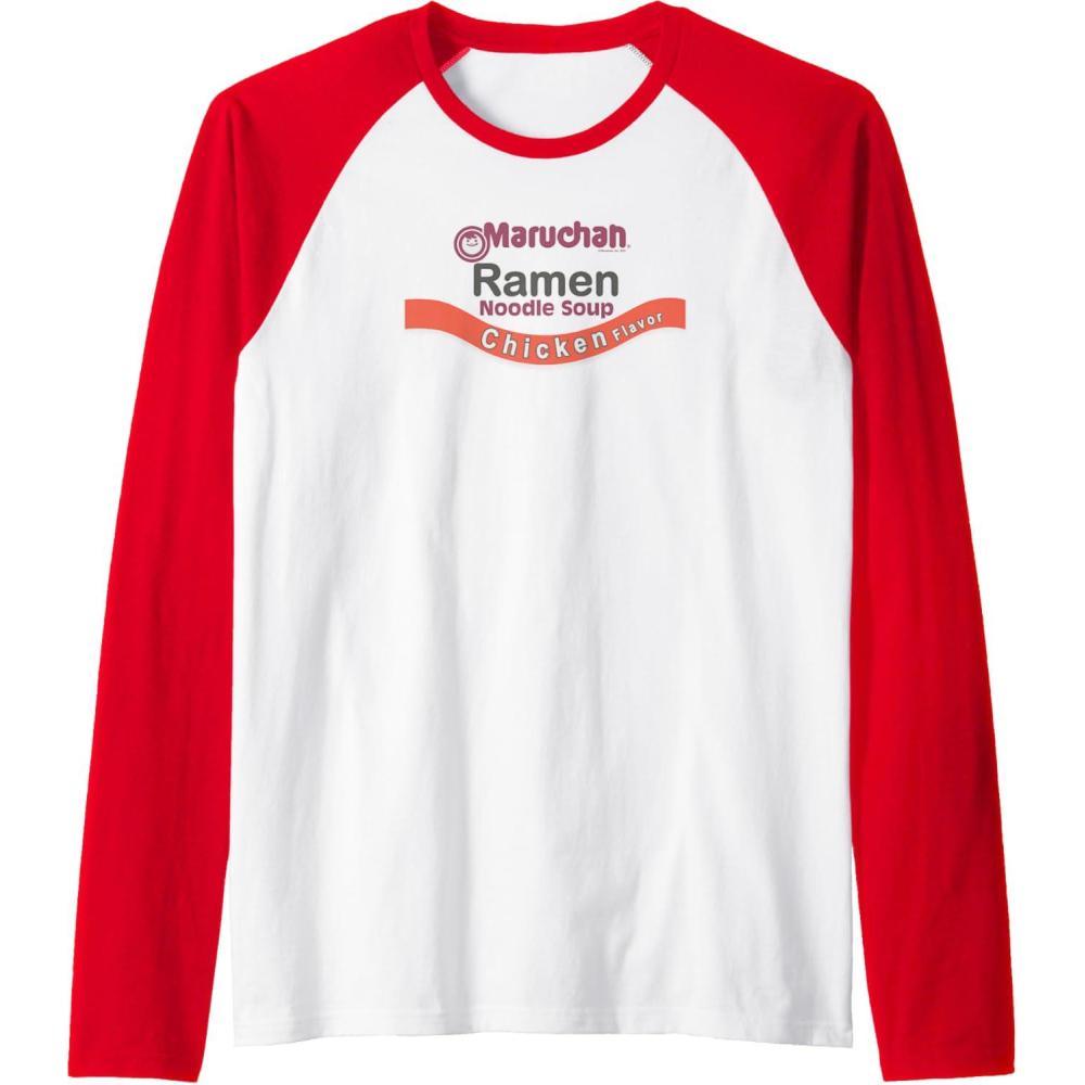 image:imageMaruchan Ramen Noodle Soup Chicken Flavor Logo Raglan Baseball TeeRedWhite