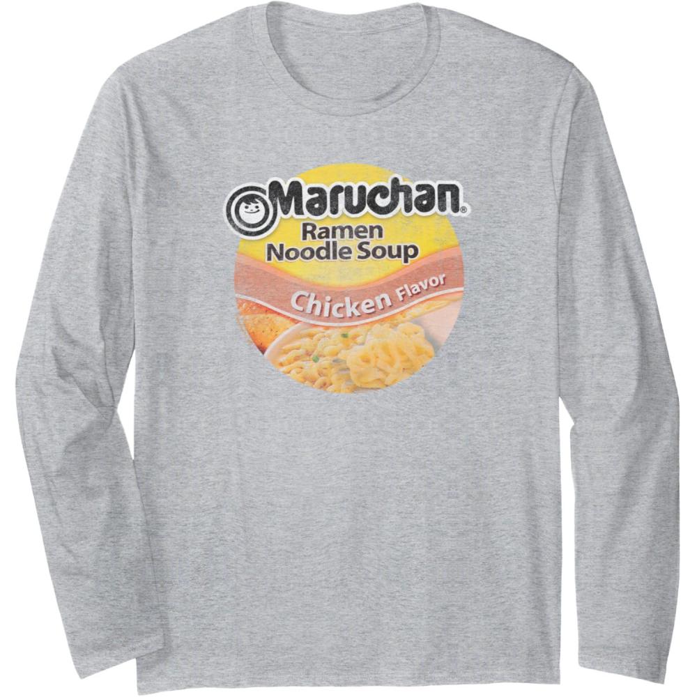 image:imageMaruchan Ramen Noodle Soup Chicken Flavor Vintage Logo Long Sleeve TShirtHeather Grey