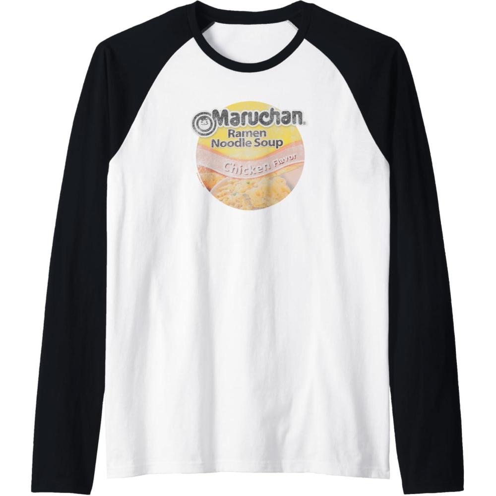image:imageMaruchan Ramen Noodle Soup Chicken Flavor Vintage Logo Raglan Baseball TeeBlackWhite