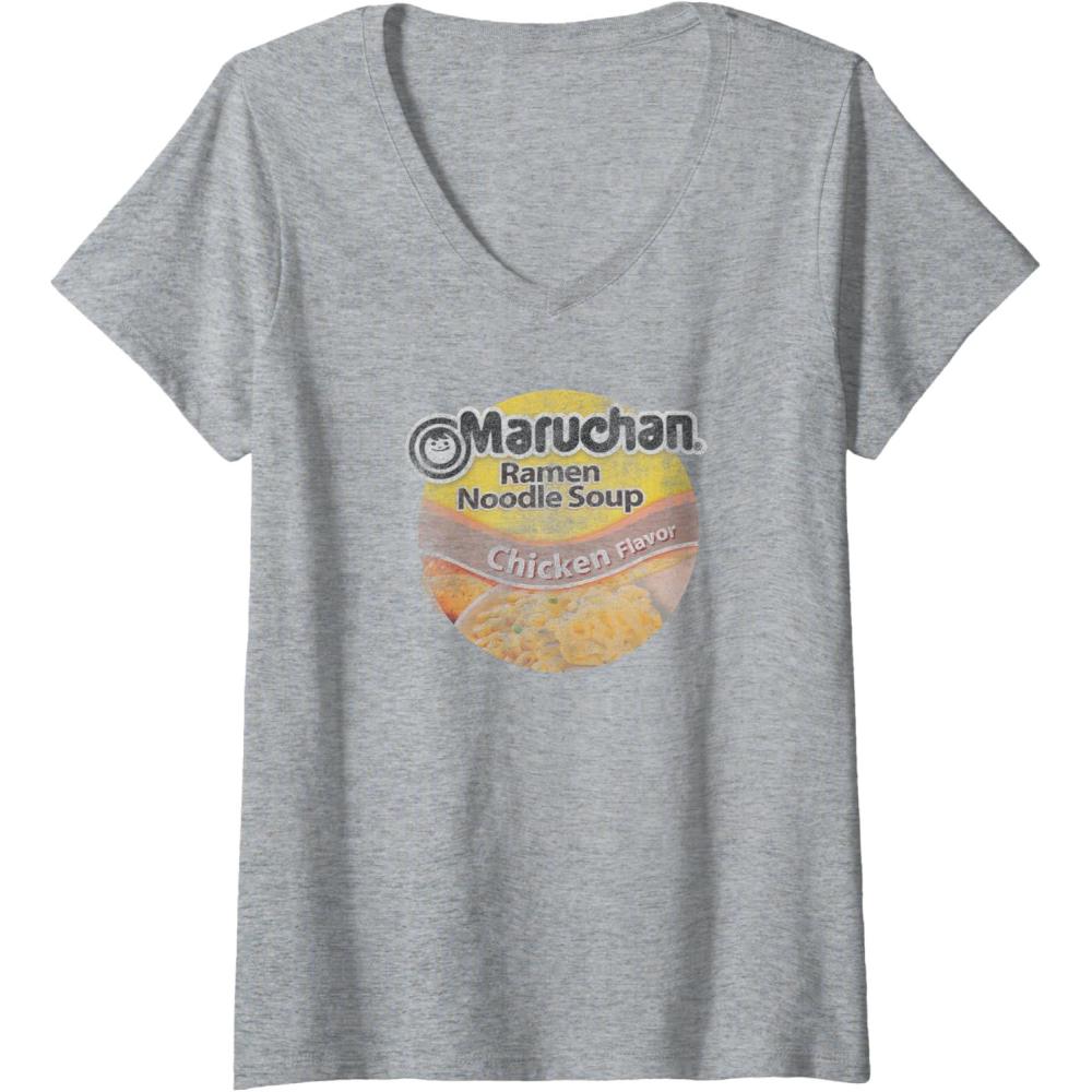 image:imageMaruchan Ramen Noodle Soup Chicken Flavor Vintage Logo VNeck TShirtHeather Grey