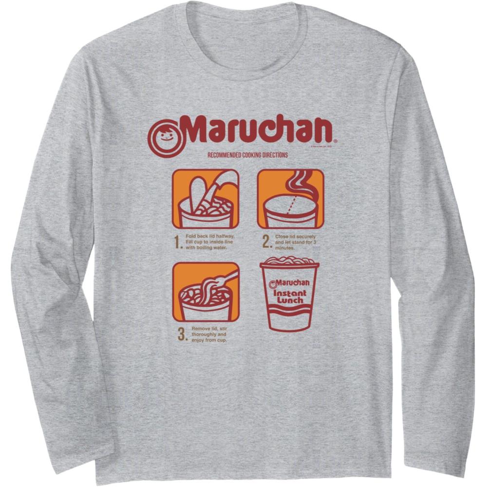image:imageMaruchan Recommended Cooking Directions Poster Long Sleeve TShirtHeather Grey