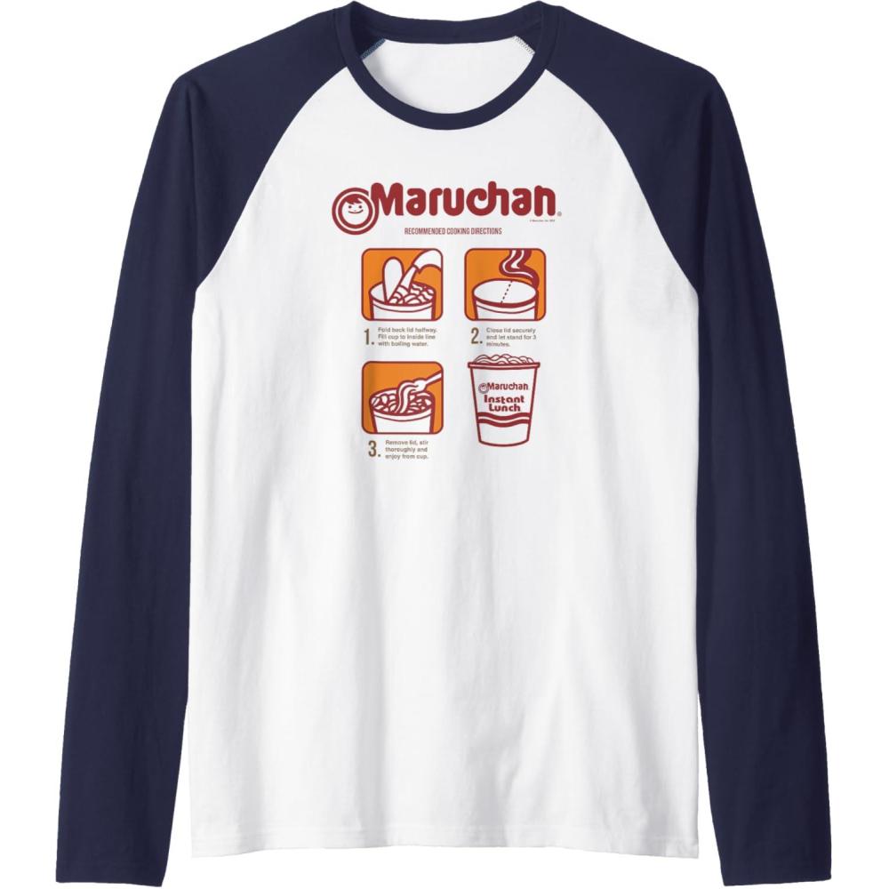 image:imageMaruchan Recommended Cooking Directions Poster Raglan Baseball TeeNavy BlueWhite