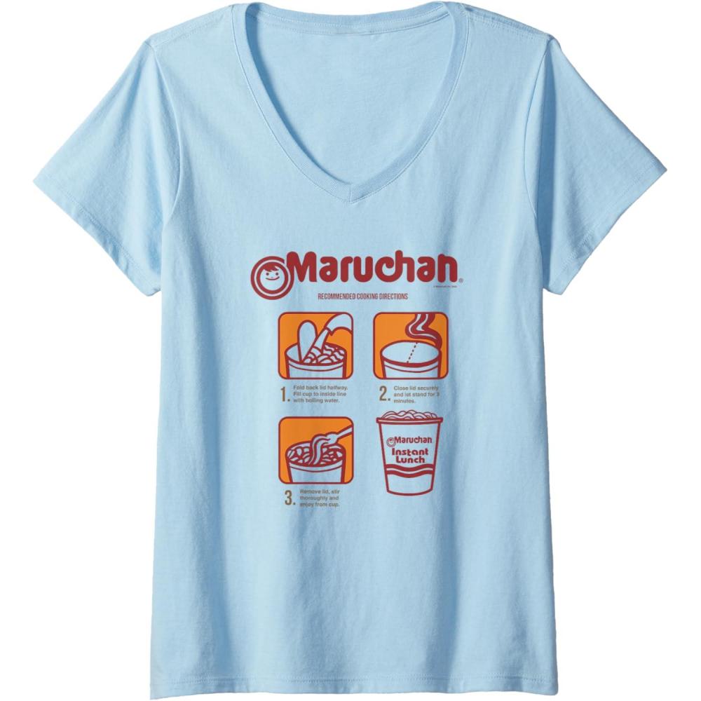 image:imageMaruchan Recommended Cooking Directions Poster VNeck TShirtBaby Blue