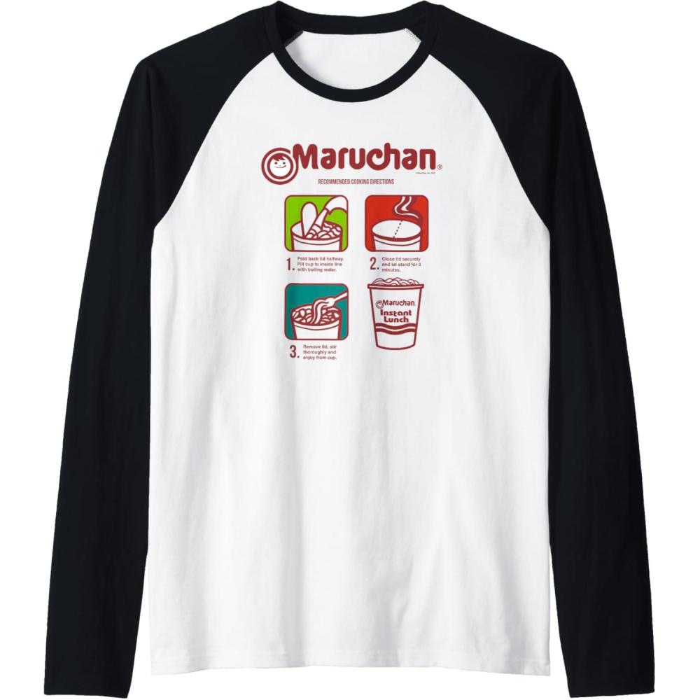 image:imageMaruchan Recommended Cooking Directions Symbols Raglan Baseball TeeBlackWhite