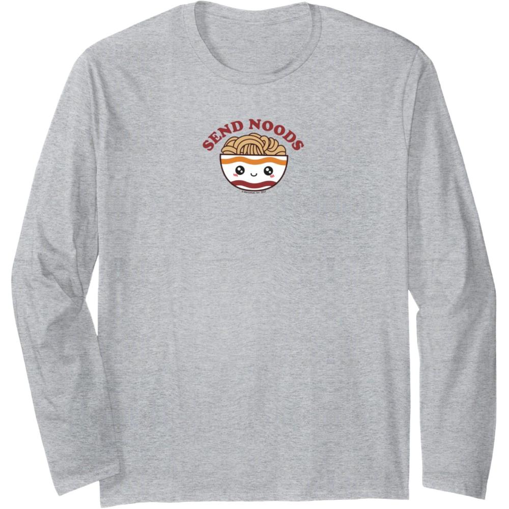 image:imageMaruchan Send Noods Ramen Bowl Face Long Sleeve TShirtHeather Grey