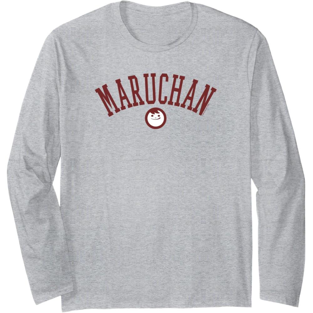 image:imageMaruchan Uni Style Classic Happy Face Logo Long Sleeve TShirtHeather Grey