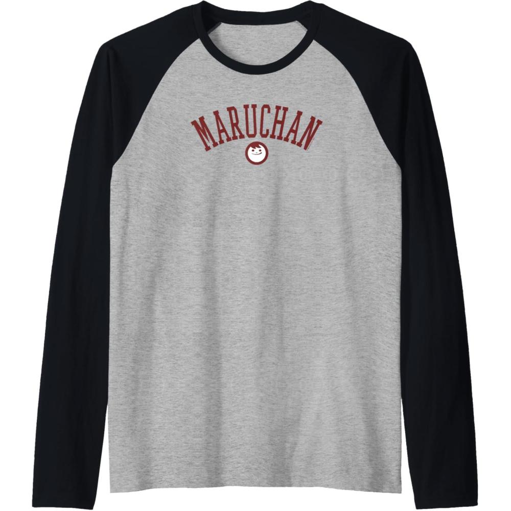 image:imageMaruchan Uni Style Classic Happy Face Logo Raglan Baseball TeeBlackAthletic Heather