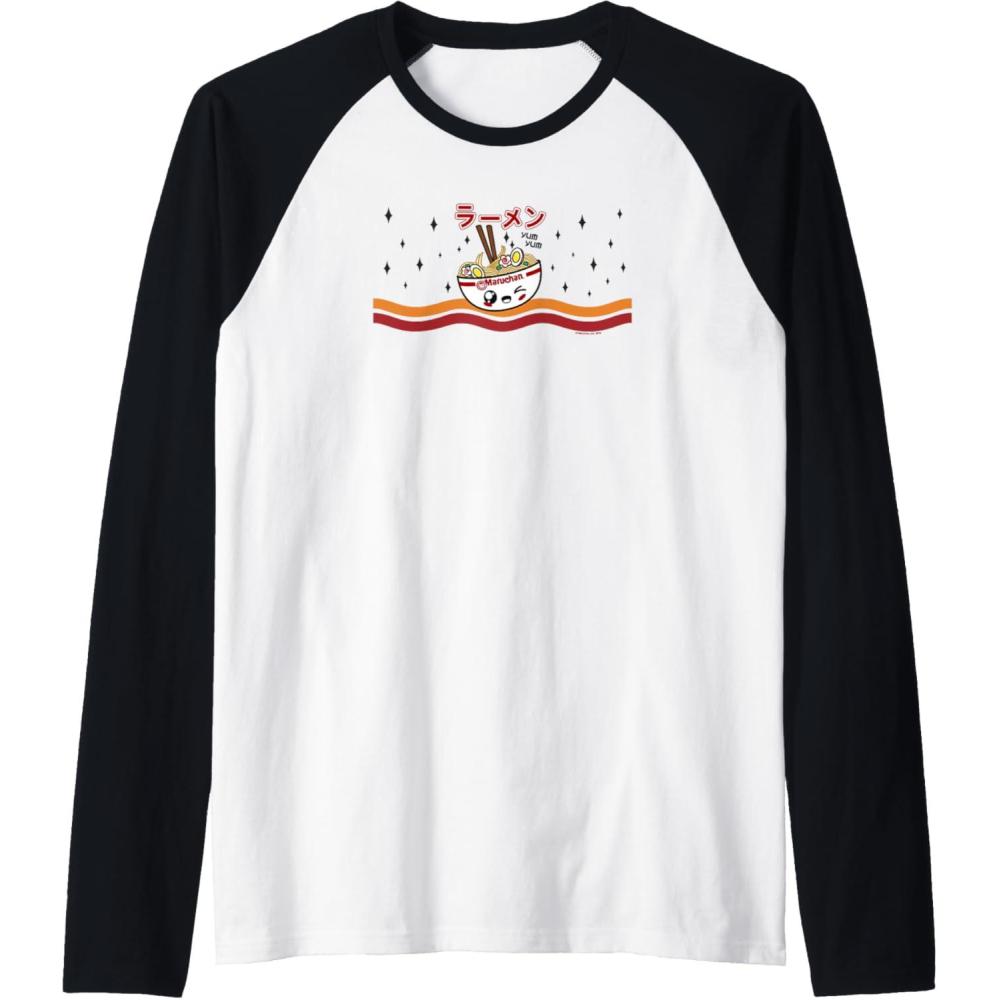 image:imageMaruchan Winking Anime Noodle Bowl Raglan Baseball TeeBlackWhite