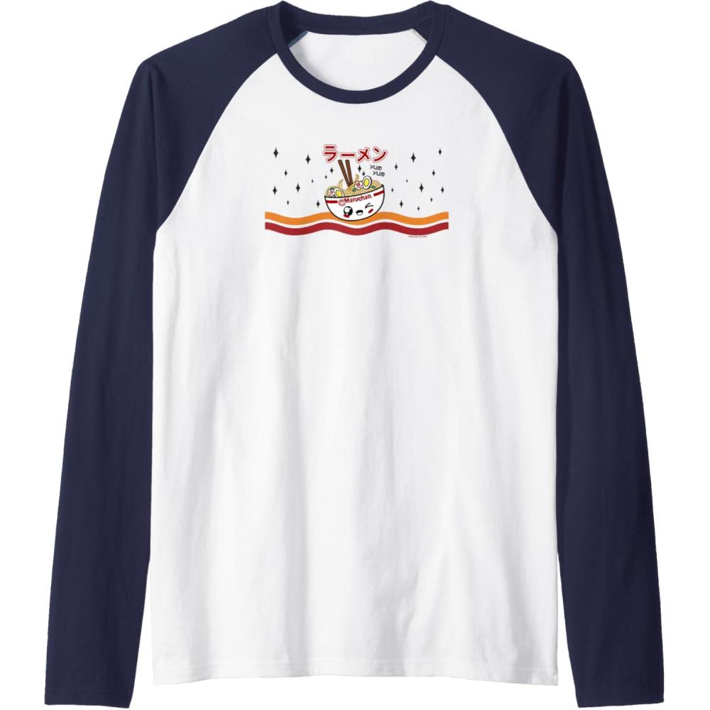 image:imageMaruchan Winking Anime Noodle Bowl Raglan Baseball TeeNavy BlueWhite