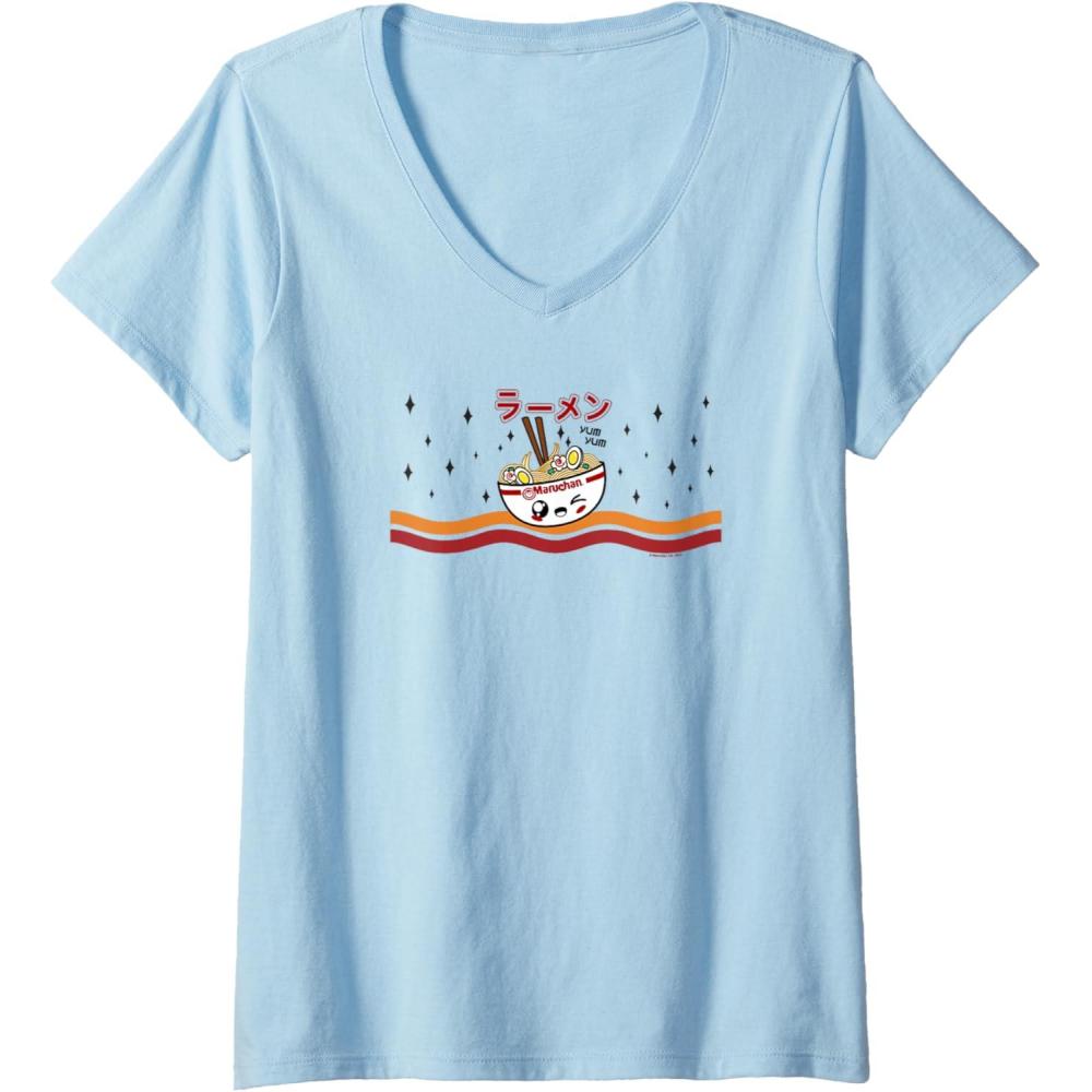 image:imageMaruchan Winking Anime Noodle Bowl VNeck TShirtBaby Blue