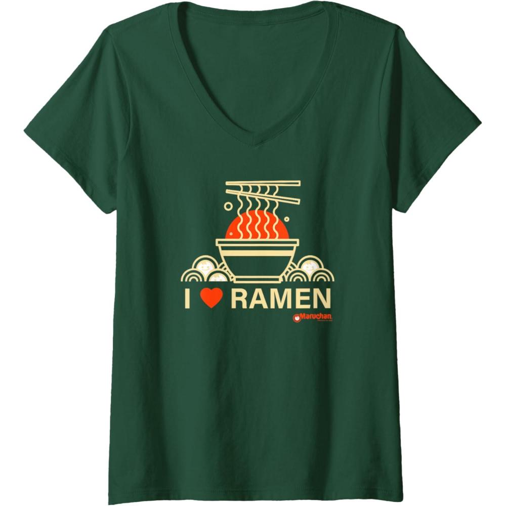 image:imageWomens Maruchan I Heart Ramen Noodle Bowl Poster VNeck TShirtDark Green