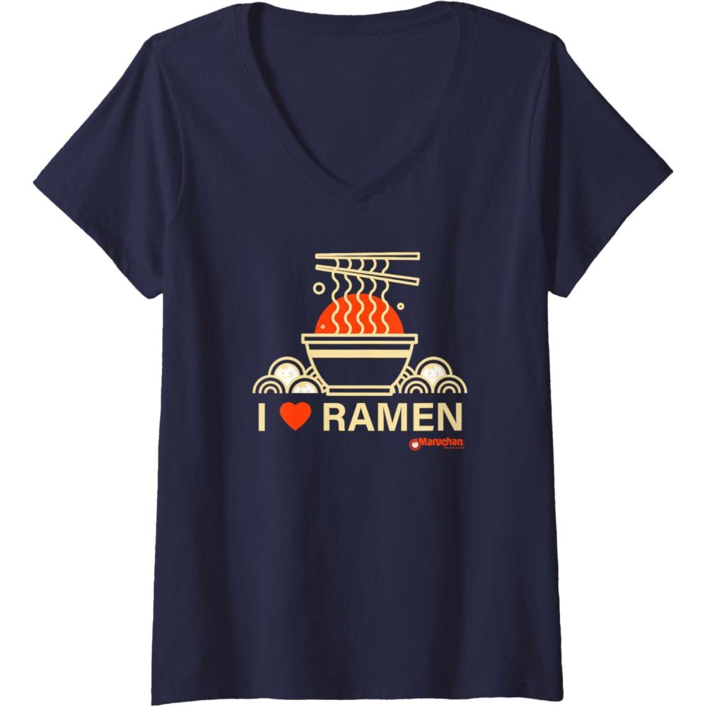 image:imageWomens Maruchan I Heart Ramen Noodle Bowl Poster VNeck TShirtNavy Blue