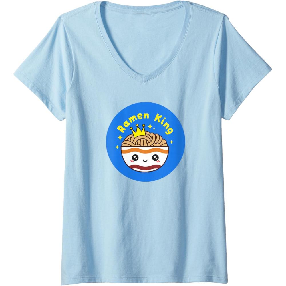 image:imageWomens Maruchan Instant Lunch Cute Kawaii Ramen King Bowl Logo VNeck TShirtBaby Blue