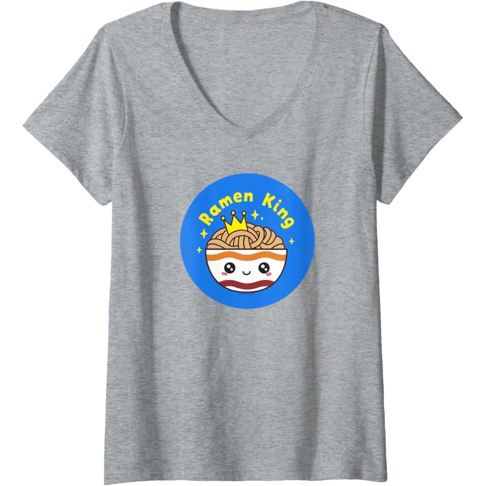image:imageWomens Maruchan Instant Lunch Cute Kawaii Ramen King Bowl Logo VNeck TShirtHeather Grey