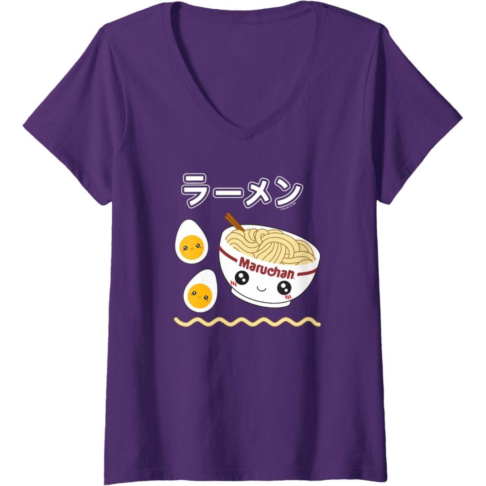 image:imageWomens Maruchan Instant Lunch Cute Ramen Japanese Style Logo VNeck TShirtPurple