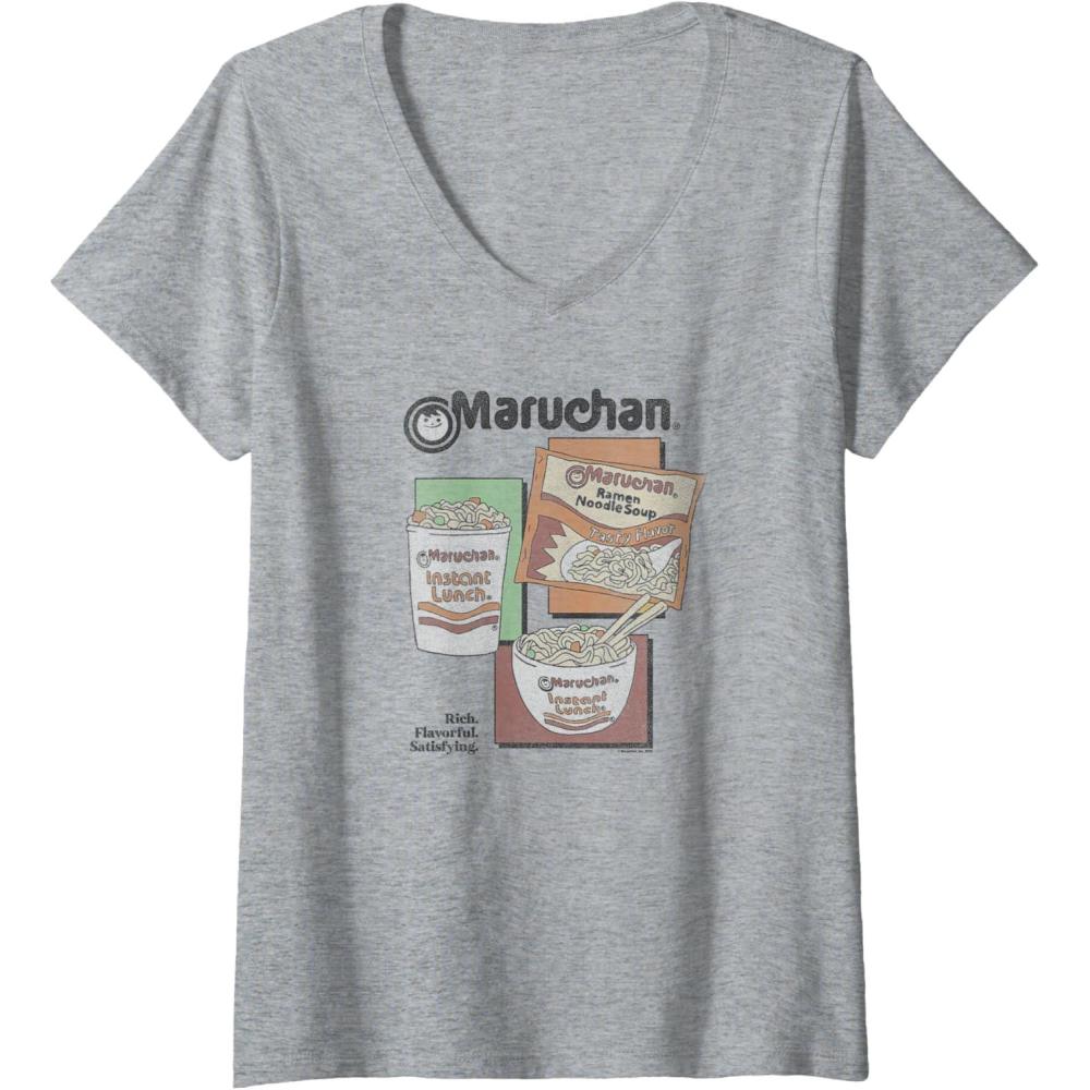 image:imageWomens Maruchan Instant Lunch Different Presentations Panel Art VNeck TShirtHeather Grey
