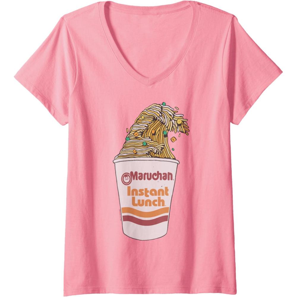 image:imageWomens Maruchan Instant Lunch Ramen Cup Noodle Wave Logo VNeck TShirtPink