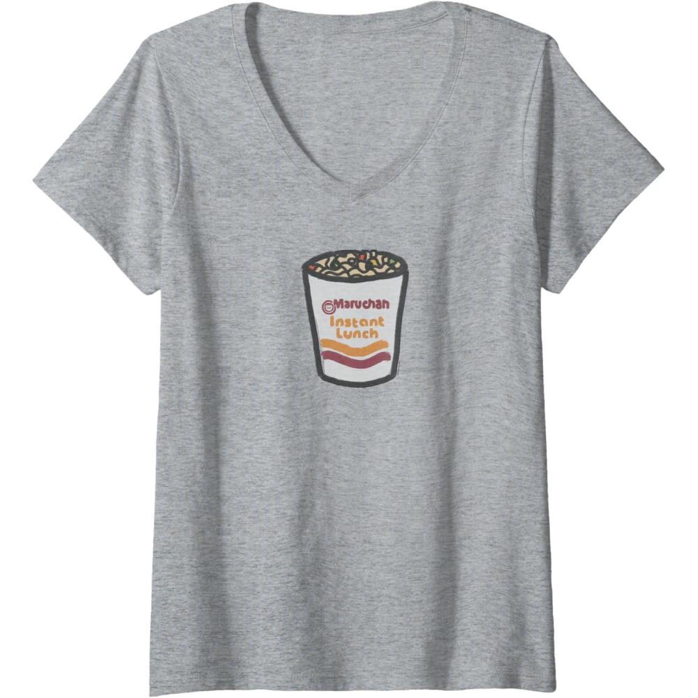 image:imageWomens Maruchan Instant Lunch Ramen Noodle Doodle VNeck TShirtHeather Grey