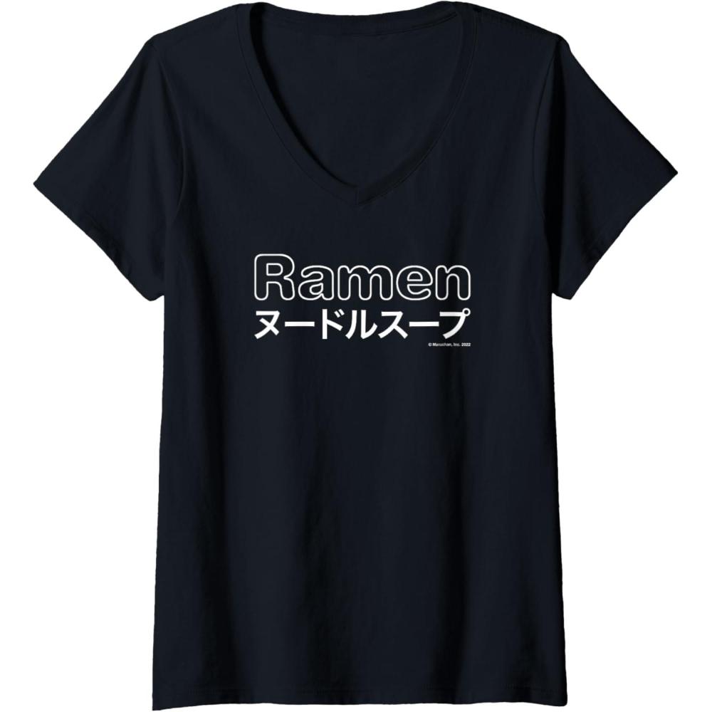 image:imageWomens Maruchan Japanese Ramen Katakana Logo VNeck TShirtBlack