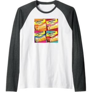 image:imageMaruchan Artsy Flavor Grid Poster Raglan Baseball TeeDark Heather GreyWhite