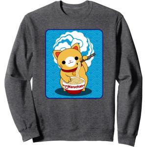 image:imageMaruchan Cat Eating Ramen Noodles SweatshirtDark Heather Grey