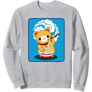 image:imageMaruchan Cat Eating Ramen Noodles SweatshirtHeather Grey