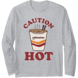 image:imageMaruchan Caution Hot Steaming Noodle Cup Long Sleeve TShirtHeather Grey