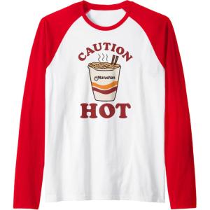 image:imageMaruchan Caution Hot Steaming Noodle Cup Raglan Baseball TeeRedWhite