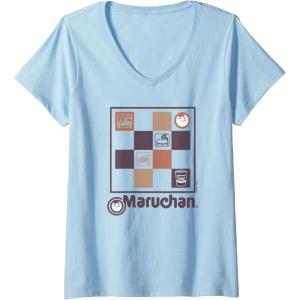image:imageMaruchan Checkered Noodle Icons Poster VNeck TShirtBaby Blue