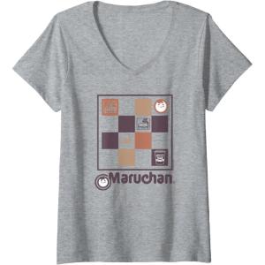 image:imageMaruchan Checkered Noodle Icons Poster VNeck TShirtHeather Grey