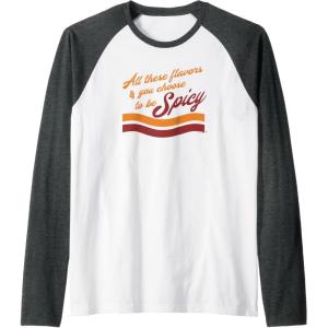 image:imageMaruchan Choose To Be Spicy Humor Raglan Baseball TeeDark Heather GreyWhite