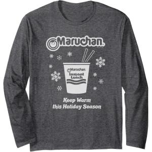 image:imageMaruchan Christmas Instant Lunch Keep Warm Holiday Season Long Sleeve TShirtDark Heather Grey