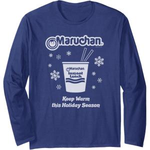 image:imageMaruchan Christmas Instant Lunch Keep Warm Holiday Season Long Sleeve TShirtNavy Blue